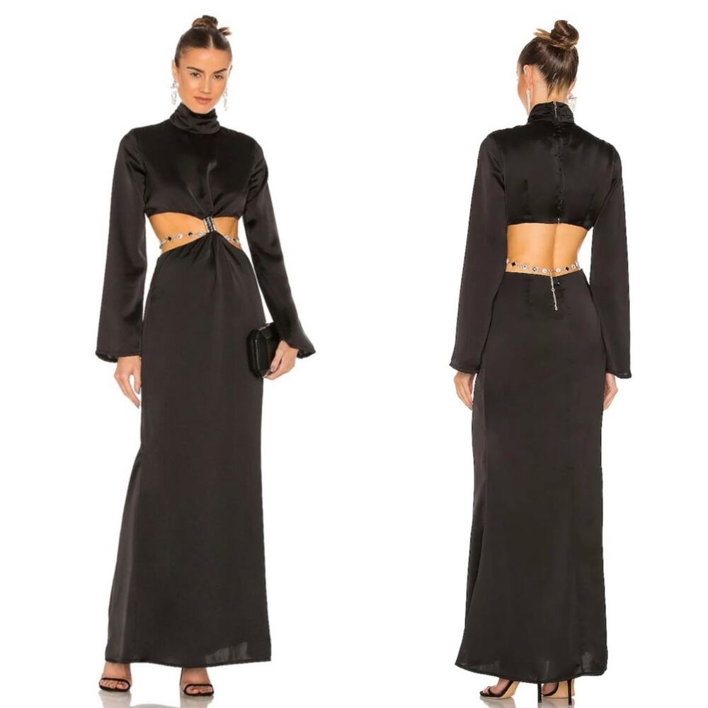 Atoir The Liberty Satin Maxi Dress in Black Size Small